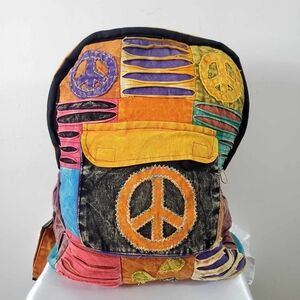 Vtg South America Backpack Patchwork Multicolor